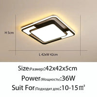 Lustre carré Moderne en Fer avec LED pour Éclairage Intérieur
