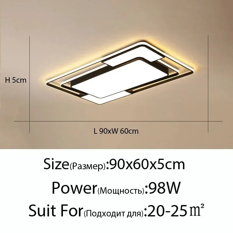 Lustre carré Moderne en Fer avec LED pour Éclairage Intérieur