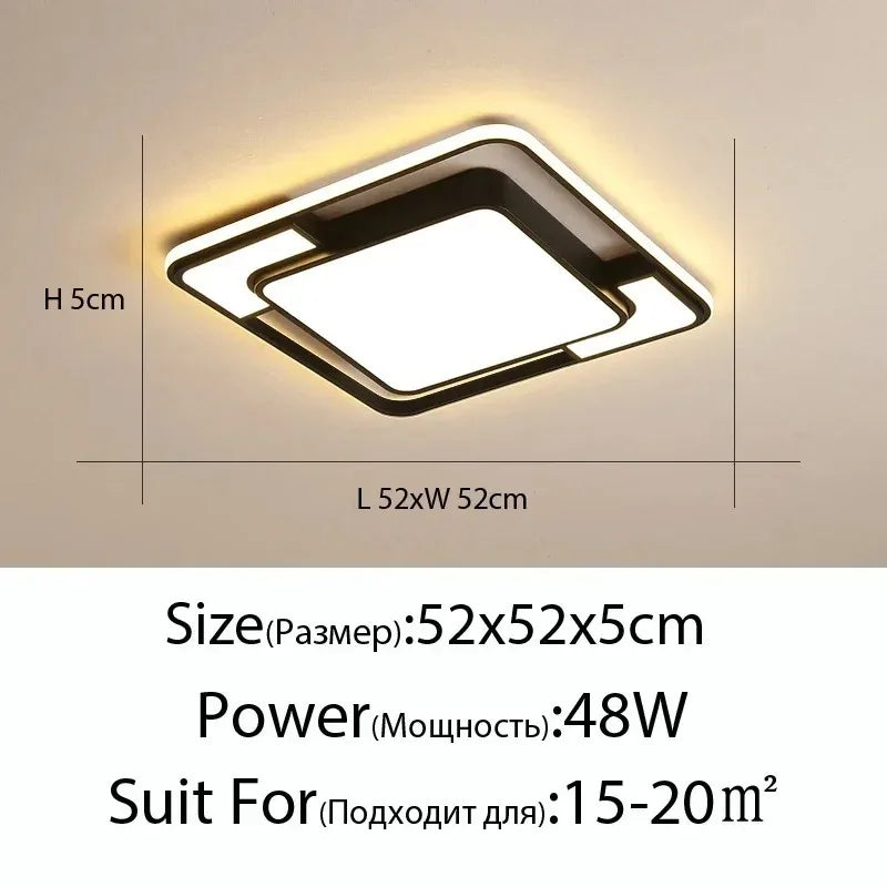 Lustre carré Moderne en Fer avec LED pour Éclairage Intérieur