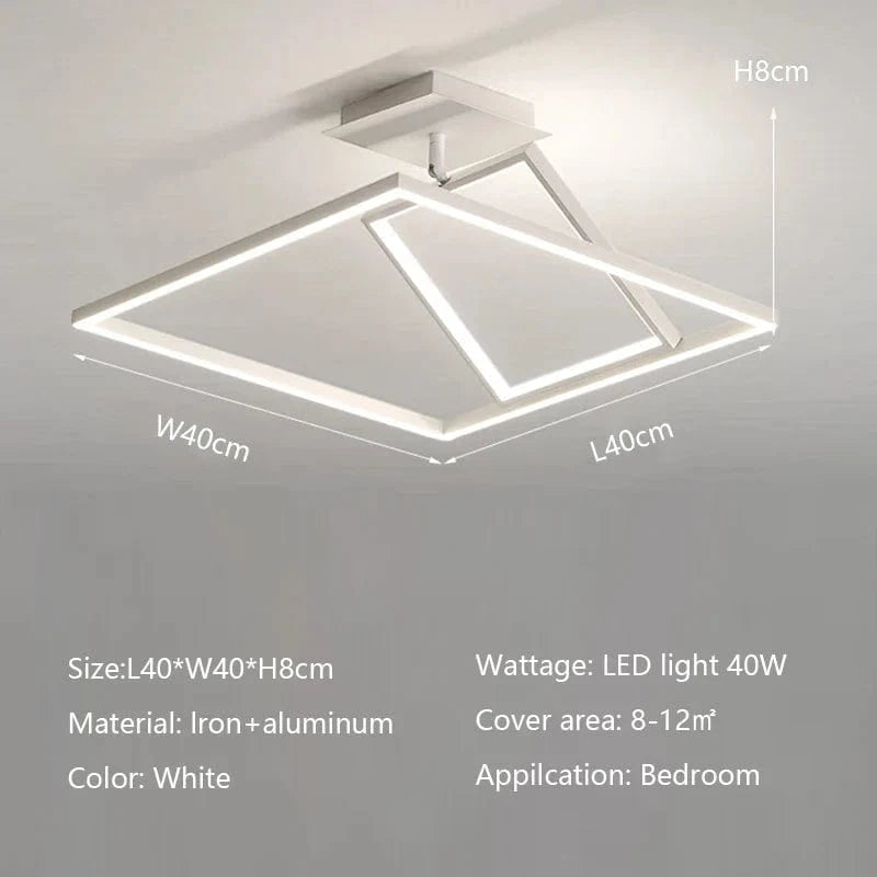 Lustre Carré Minimaliste Moderne avec Éclairage à intensité variable | Marco Lucetti Blanc L40 H8cm 40W / 3lumière variable