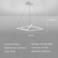 Lustre Carré Minimaliste Moderne avec Éclairage à intensité variable | Marco Lucetti Blanc L50cm 48W / 3lumière variable