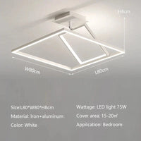 Lustre Carré Minimaliste Moderne avec Éclairage à intensité variable | Marco Lucetti Blanc L80 H8cm 75W / 3lumière variable