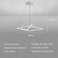 Lustre Carré Minimaliste Moderne avec Éclairage à intensité variable | Marco Lucetti Blanc L80cm 75W / 3lumière variable