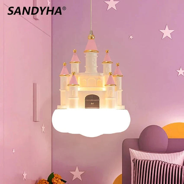  Lustre Chambre de Fille Château Rose Nuage LED | Marco Lucetti