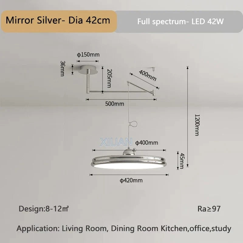 Lustre chromé à bras oscillants rotatifs - 360° | Marco Lucetti Argent 42cm / 3 Température de couleur