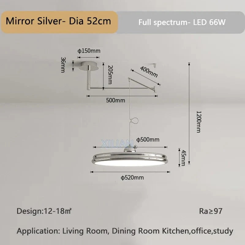 Lustre chromé à bras oscillants rotatifs - 360° | Marco Lucetti Argent 52cm / 3 Température de couleur