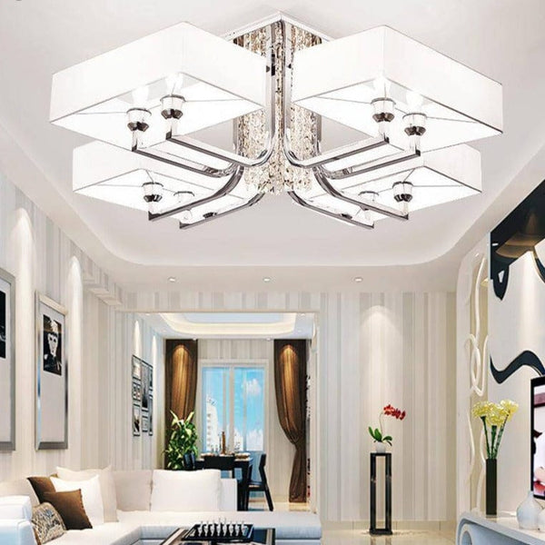 Lustre Chromé en Cristal et Verre - Grand Abat-Jour Luxe | Marco Lucetti