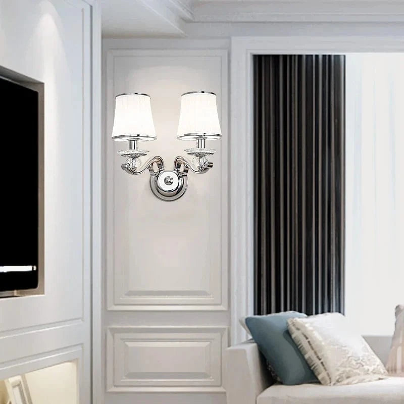 Lustre Chromé Moderne - Abat-jours Blancs | Marco Lucetti