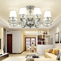 Lustre Chromé Moderne - Abat-jours Blancs | Marco Lucetti