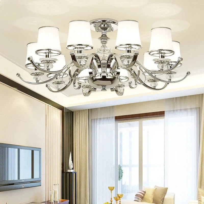 Lustre Chromé Moderne - Abat-jours Blancs | Marco Lucetti