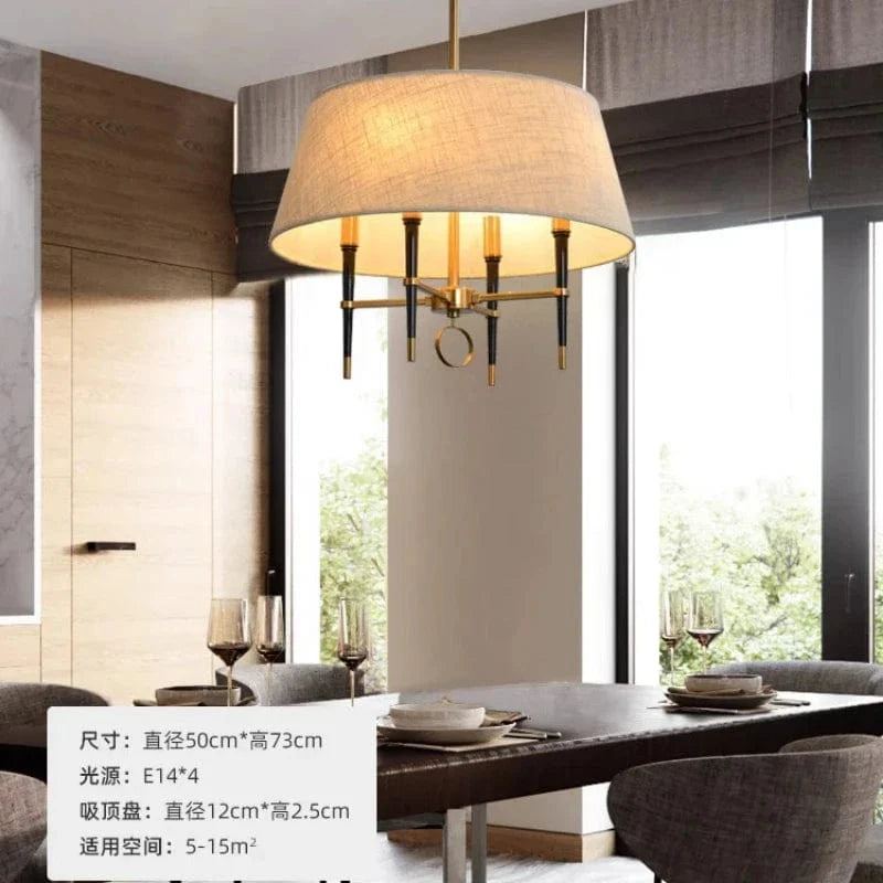 Lustre circulaire en tissu brun clair de style chinois pour une décoration élégante | Marco Lucetti P50cm H73cm