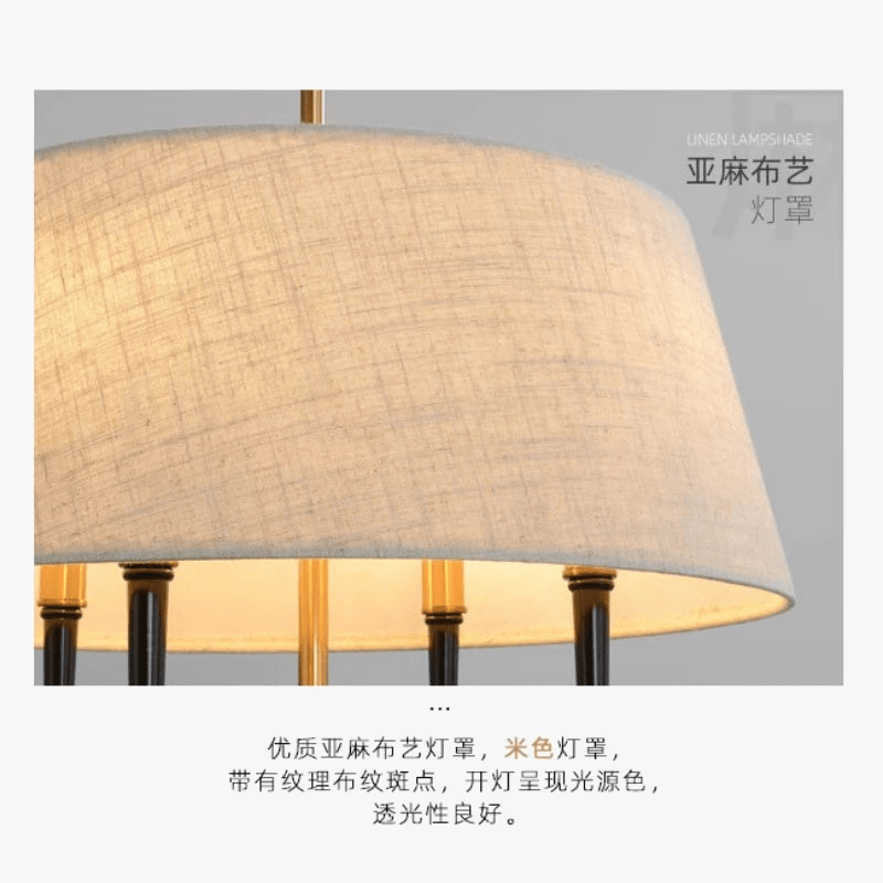 Lustre circulaire en tissu brun clair de style chinois pour une décoration élégante | Marco Lucetti P50cm H73cm