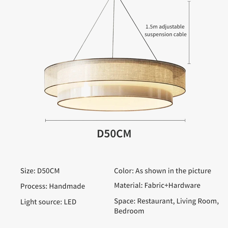 Lustre Céleste Chinois Zen en Tissu pour Ingénierie
