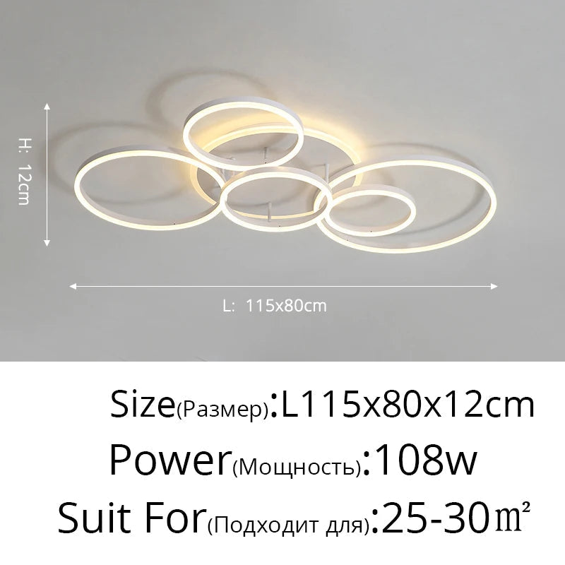 Lustre Noir Moderne avec Éclairage Variable
