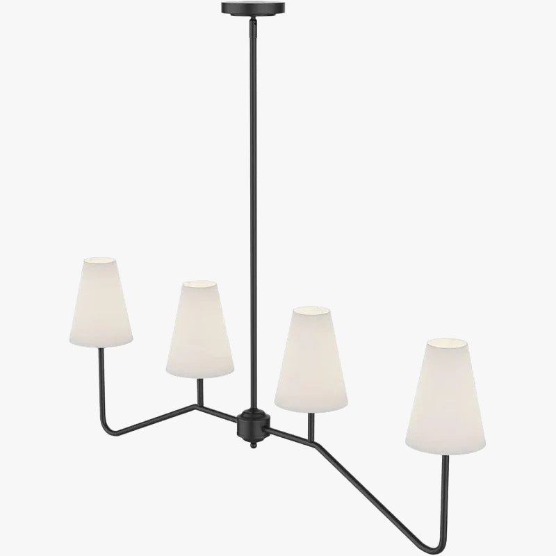 Lustre Classique Or/Noir avec Abat-jour en Lin Blanc - Idéal pour Chambre à Coucher | Marco Lucetti