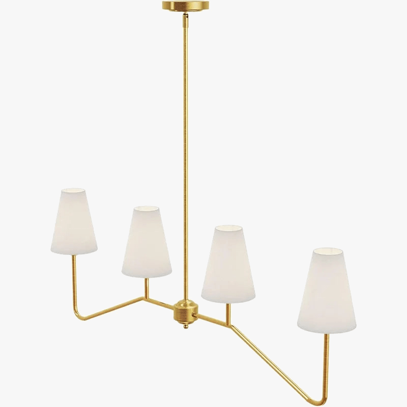 Lustre Classique Or/Noir avec Abat-jour en Lin Blanc - Idéal pour Chambre à Coucher | Marco Lucetti