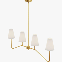 Lustre Classique Or/Noir avec Abat-jour en Lin Blanc - Idéal pour Chambre à Coucher | Marco Lucetti