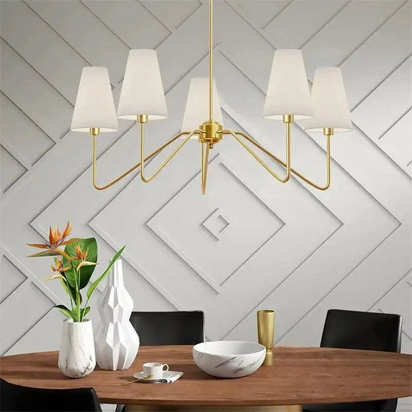 Lustre Classique Or/Noir avec Abat-jour en Lin Blanc - Idéal pour Chambre à Coucher | Marco Lucetti