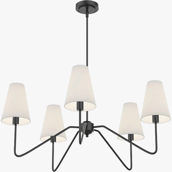 Lustre Classique Or/Noir avec Abat-jour en Lin Blanc - Idéal pour Chambre à Coucher | Marco Lucetti