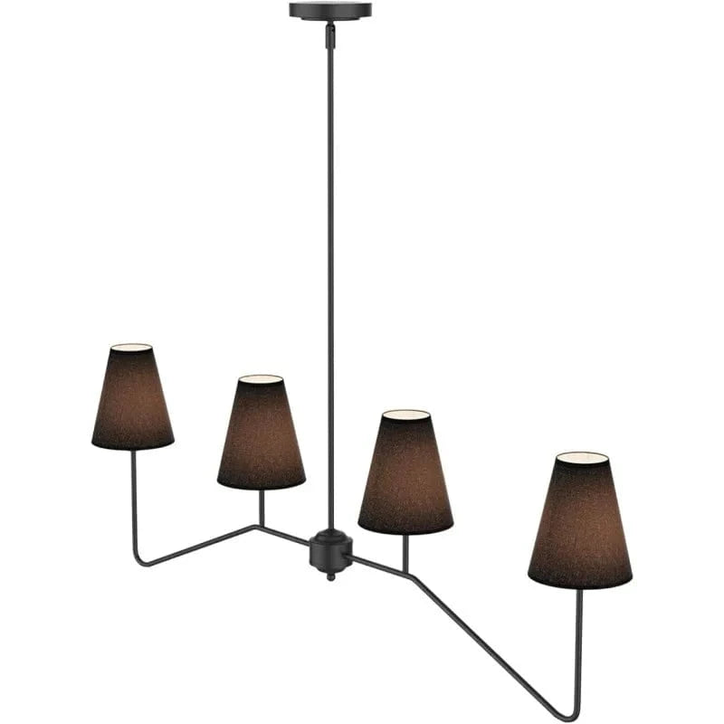 Lustre Classique Or/Noir avec Abat-jour en Lin Blanc - Idéal pour Chambre à Coucher | Marco Lucetti B 4 têtes noir / Blanc froid