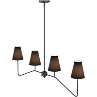 Lustre Classique Or/Noir avec Abat-jour en Lin Blanc - Idéal pour Chambre à Coucher | Marco Lucetti B 4 têtes noir / Blanc froid