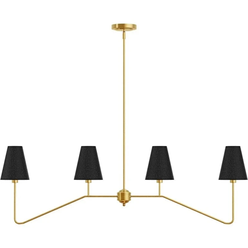 Lustre Classique Or/Noir avec Abat-jour en Lin Blanc - Idéal pour Chambre à Coucher | Marco Lucetti B 4 têtes Or / Blanc froid