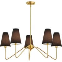 Lustre Classique Or/Noir avec Abat-jour en Lin Blanc - Idéal pour Chambre à Coucher | Marco Lucetti B 5 têtes Or / Blanc froid