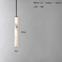 Lustre Collection Prestige en Marbre Naturel et Laiton Noir avec Cordon Réglable | Marco Lucetti 40 cm / Lumière chaude