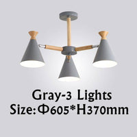 Lustre contemporain à LED en bois et métal coloré | Marco Lucetti 3 lampes / Gris