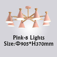 Lustre contemporain à LED en bois et métal coloré | Marco Lucetti 8 lampes / Rose