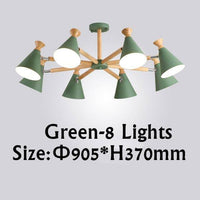 Lustre contemporain à LED en bois et métal coloré | Marco Lucetti 8 lampes / Vert