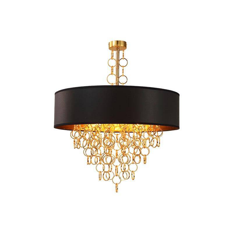 Lustre contemporain avec abat-jour noir et accents dorés | Marco Lucetti