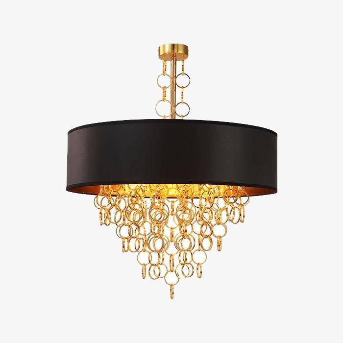 Lustre contemporain avec abat-jour noir et accents dorés | Marco Lucetti