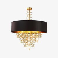Lustre contemporain avec abat-jour noir et accents dorés | Marco Lucetti