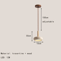 Lustre contemporain en bois avec éclairage LED en pierre. | Marco Lucetti 12W / 3 modifiables