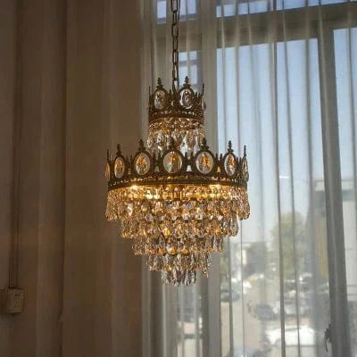Lustre Couronne Moderne en Cristaux: Luminaire Décoratif d'Intérieur | Marco Lucetti D38cm / Lumières chaudes et froides