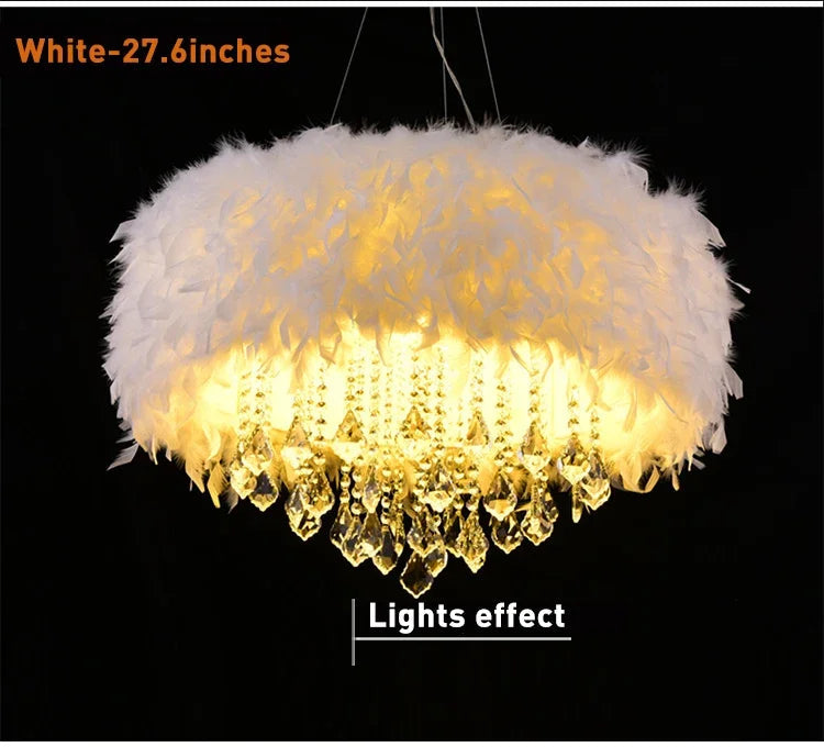 Lustre Plume LED Créatif et Romantique