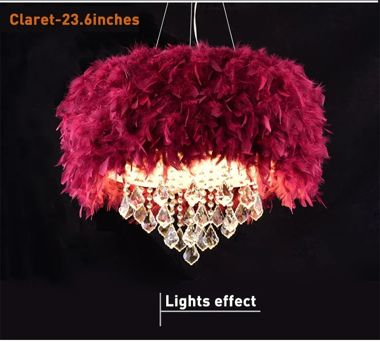 Lustre Plume LED Créatif et Romantique