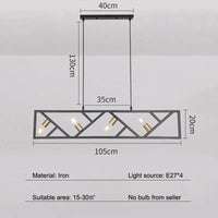 Lustre créatif 4 têtes style industriel fer art pour restaurant et salon | Marco Lucetti