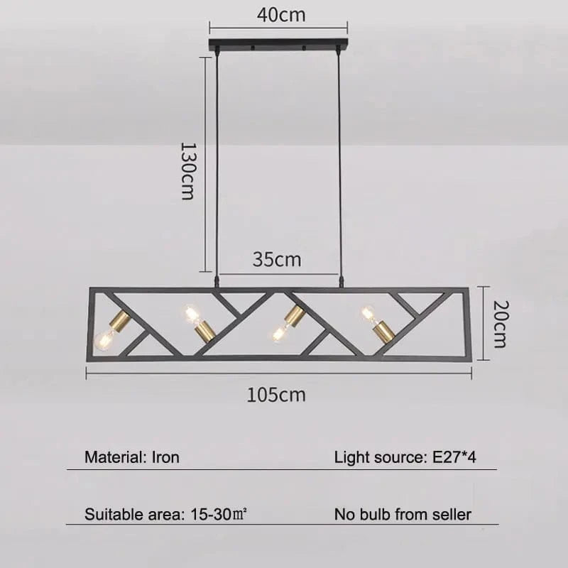 Lustre créatif 4 têtes style industriel fer art pour restaurant et salon | Marco Lucetti