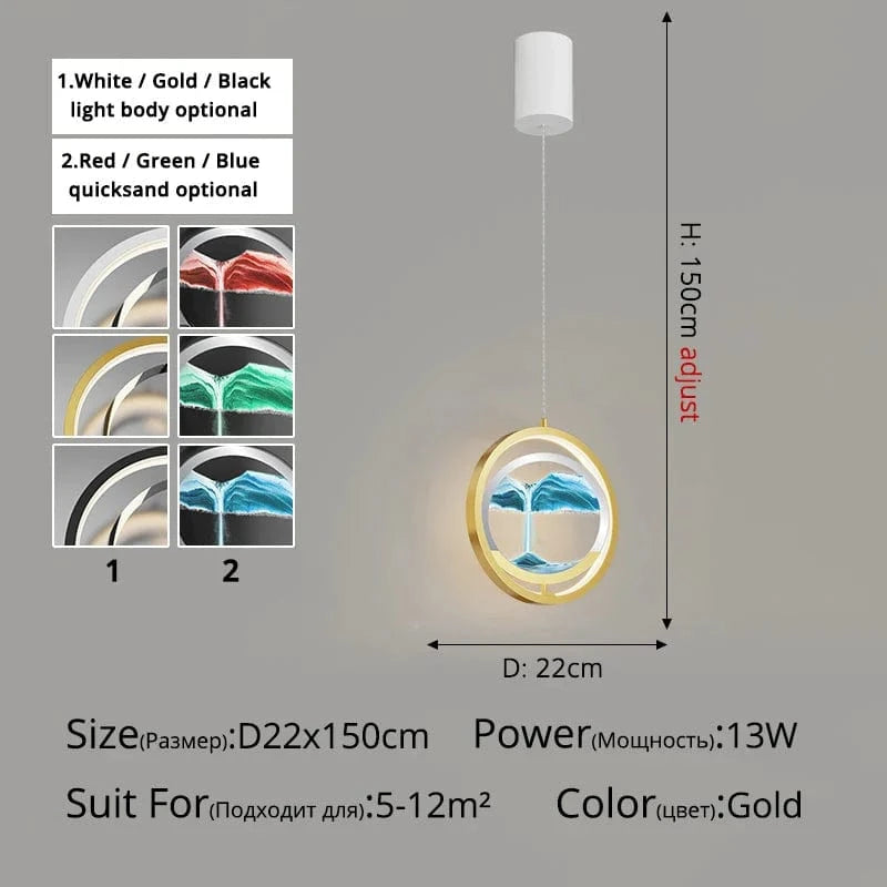 Lustre Créatif Double Tête Nordic Style Sables Mouvants | Marco Lucetti Style A D22x150cm / Or / 3 couleurs sans télécommande