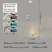 Lustre Créatif Double Tête Nordic Style Sables Mouvants | Marco Lucetti Style B D35x150cm / Or / 3 couleurs sans télécommande