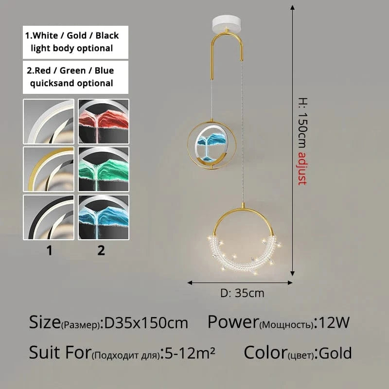 Lustre Créatif Double Tête Nordic Style Sables Mouvants | Marco Lucetti Style C D35x150cm / Or / 3 couleurs sans télécommande