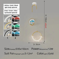 Lustre Créatif Double Tête Nordic Style Sables Mouvants | Marco Lucetti Style C D35x150cm / Or / 3 couleurs sans télécommande