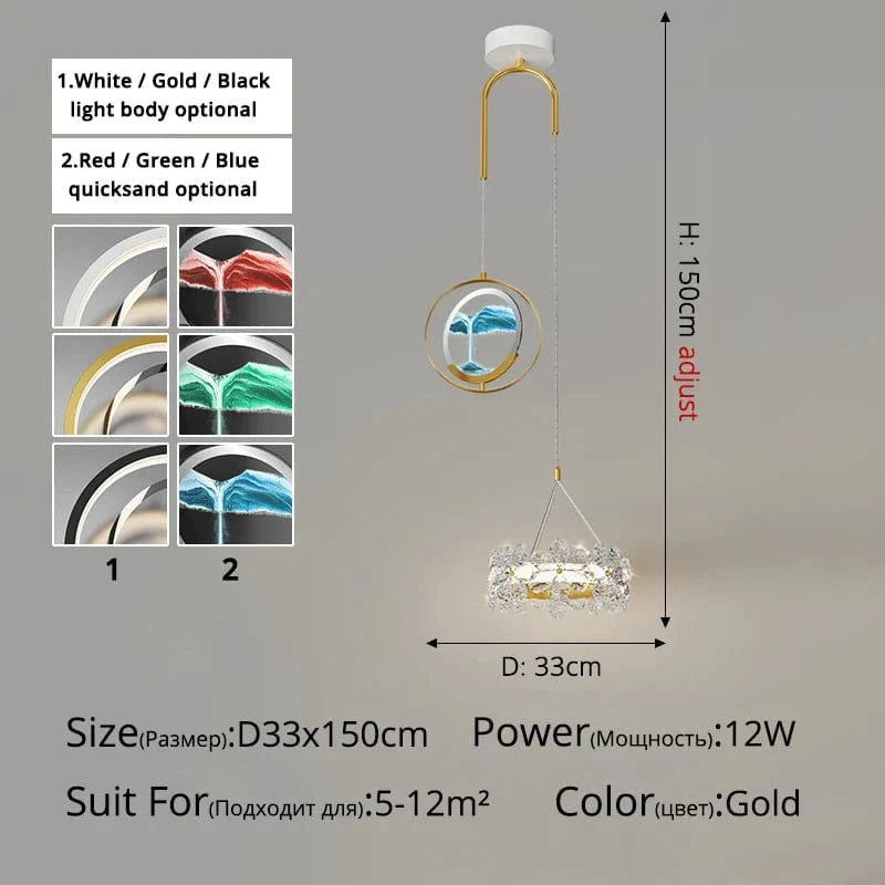 Lustre Créatif Double Tête Nordic Style Sables Mouvants | Marco Lucetti Style D D33x150cm / Or / 3 couleurs sans télécommande