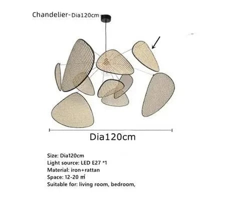 Lustre Créatif en Rotin Bambou Osier Design Handmade | Marco Lucetti Dia120cm / Lumière froide