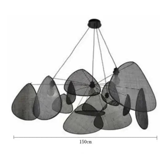Lustre Créatif en Rotin Bambou Osier Design Handmade | Marco Lucetti Noir Dia-150cm / Lumière froide