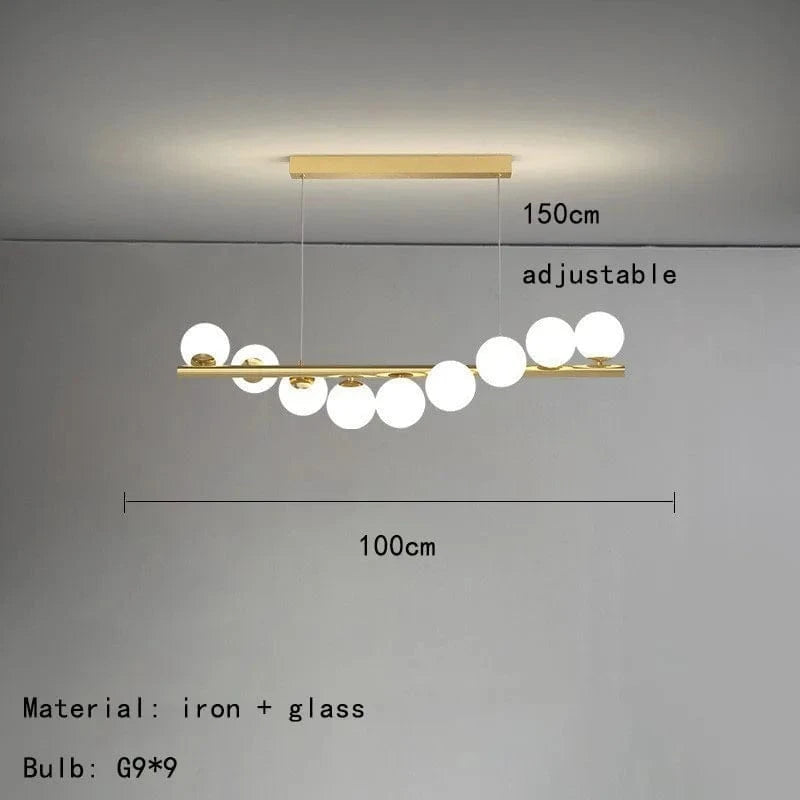Lustre Créatif en Verre pour Bar et Restaurant avec Fil Réglable - Élégance Lumineuse | Marco Lucetti 9 lumières / Blanc froid