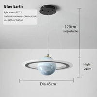 Lustre Créatif LED Boule de Verre pour Chambre d'Enfants - Design Enfance Brillante | Marco Lucetti Terre bleue