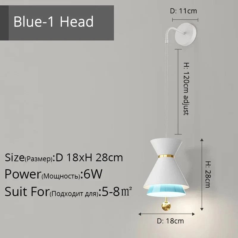 Lustre Créatif Tactile Intelligent pour Restaurant | Marco Lucetti Bleu-1 tête D18x28cm / 3 couleurs sans télécommande